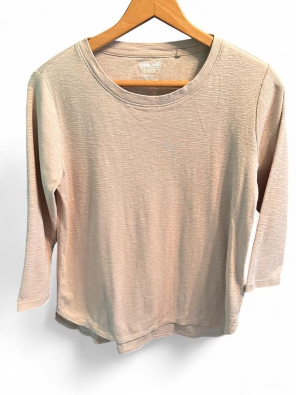 Kirkland Signature Women’s Long Sleeve Tee in Beige and Gray -2pack
